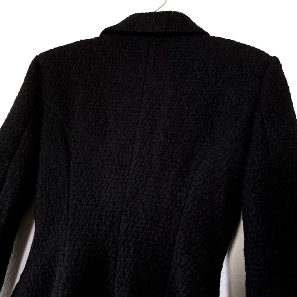 NEW L'Academie Boucle Wool Micha Long Coat Black Tailored Old Money Minimal XS - Picture 11 of 15
